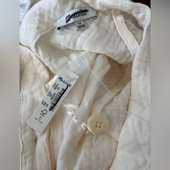 NWT Madewell Women’s Plus Lightspun Renwood Button Back Top NE910 Ivory 3X - Picture 6 of 7